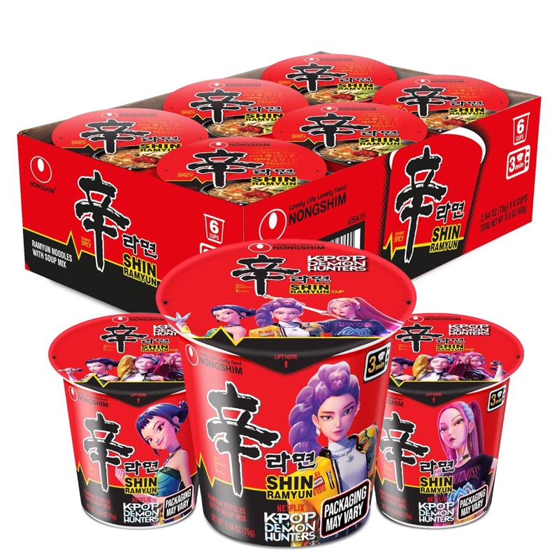 Shin Ramyun KPop Demon Hunters cup six-pack